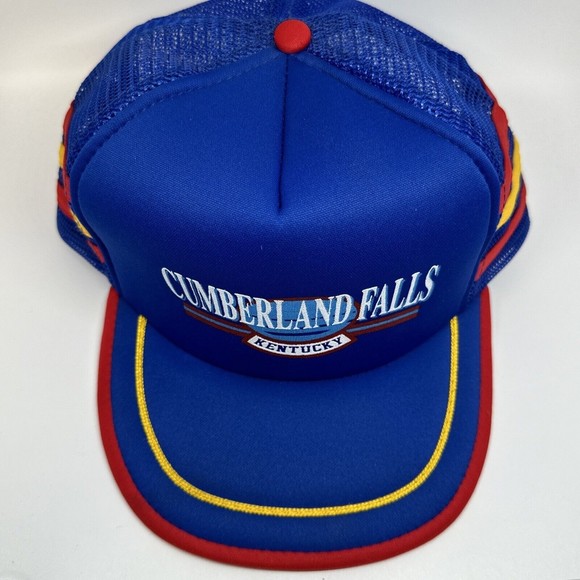 Vintage Cumberland Falls Kentucky Three 3 Stripe Mesh Snapback Trucker Hat Cap - Picture 6 of 8